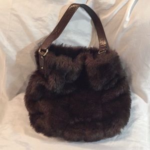 Bath & Body Works Brown Faux Fur Handbag Purse